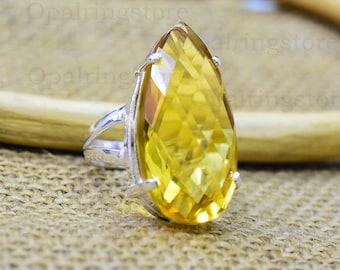 Handmade Citrine Topaz Ring: 925 Sterling Silver Gemstone Band