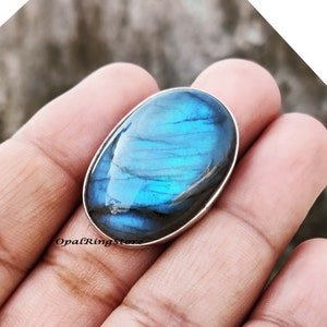 Blue Labradorite Ring: Handmade 925 Sterling Silver Statement Ring