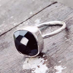 Handmade Black Onyx Ring: 925 Sterling Silver Boho Jewelry