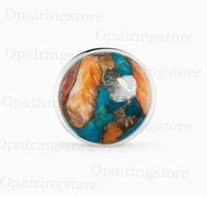 Oyster Copper Turquoise Ring: Sterling Silver Handmade Statement Jewelry
