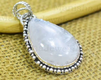 Handmade Selenite Pendant: 925 Sterling Silver Gemstone