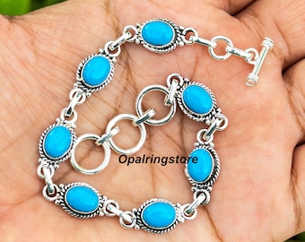 Sleeping Beauty Turquoise Bracelet: Handmade 925 Sterling Silver Jewelry