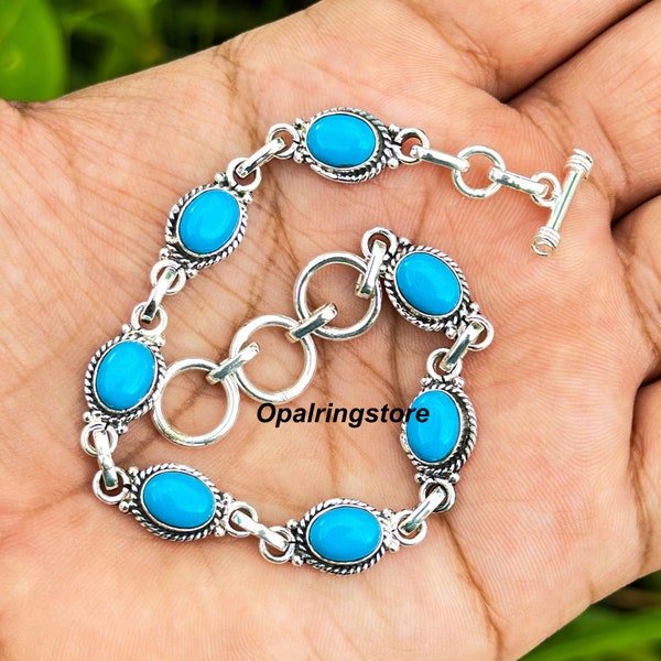 Sleeping Beauty Turquoise Bracelet: Handmade 925 Sterling Silver Jewelry