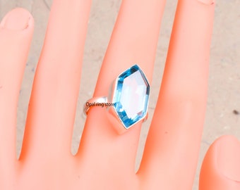 Handmade Blue Topaz Ring: 925 Sterling Silver Gemstone Jewelry