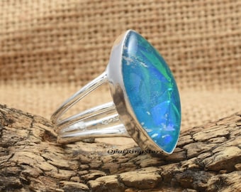 Australian Triplet Opal Ring: Handmade 925 Sterling Silver Statement Ring