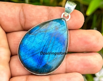 Handmade Labradorite Pendant: 925 Sterling Silver Gemstone Jewelry