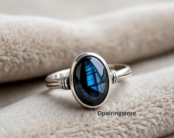 Labradorite Sterling Silver Ring: Handmade Boho Gemstone Jewelry
