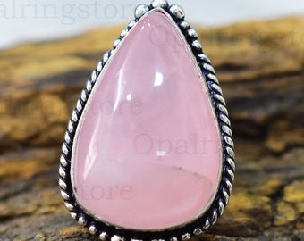 Natural Peruvian Opal Sterling Silver Ring - Handmade Dainty Gemstone Ring