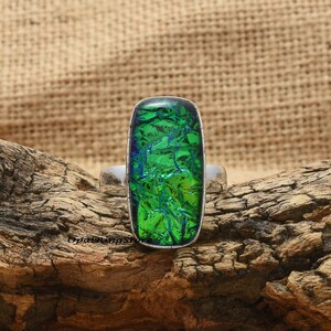 Australian Triplet Opal Sterling Silver Ring: Handmade Gemstone Jewelry