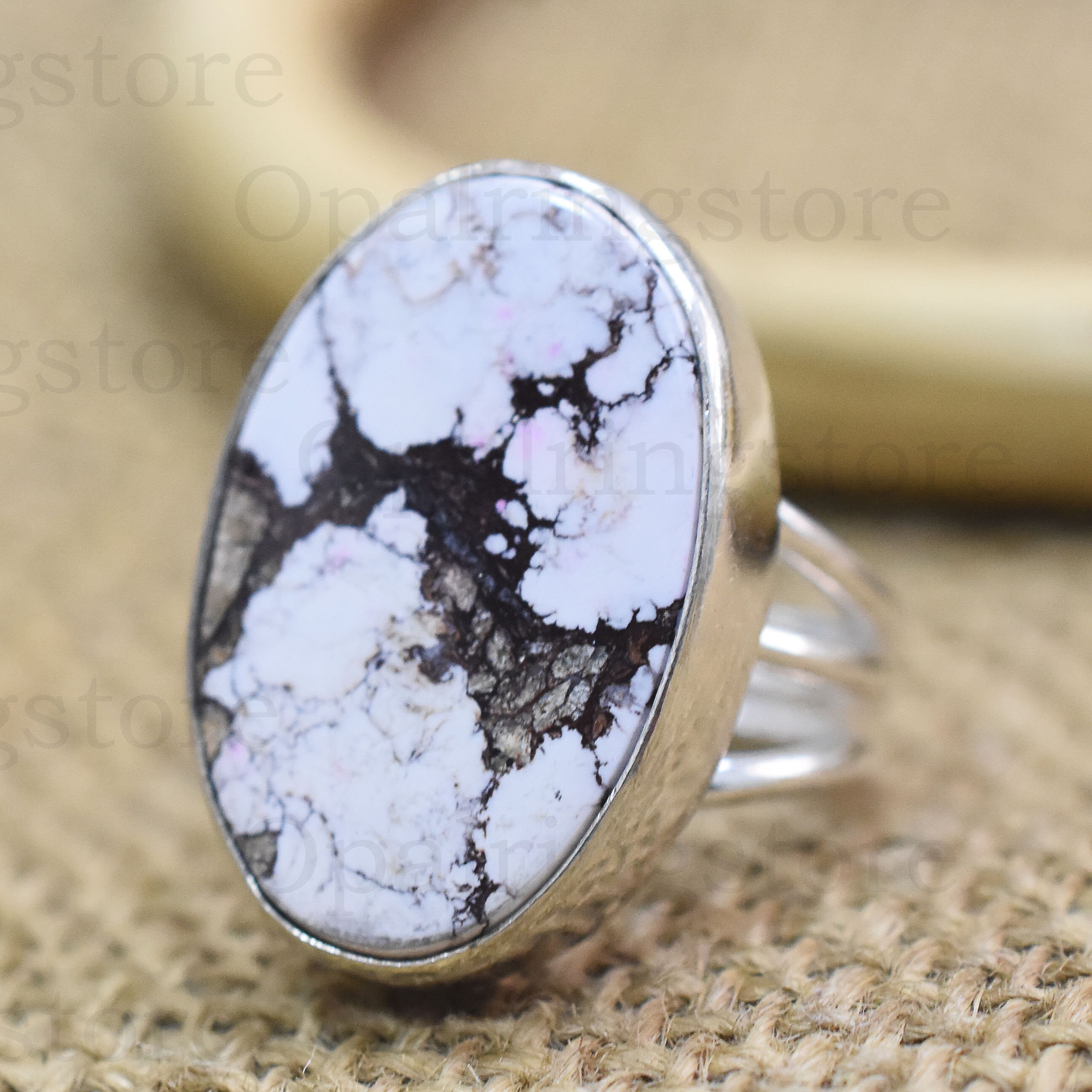 Wild Horse Jasper Sterling Silver Ring - Handmade Dainty Gemstone