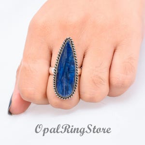Handmade Kyanite Sterling Silver Ring: Boho Statement Jewelry