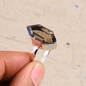 Handmade Smoky Topaz 925 Sterling Silver Ring: Statement Boho Jewelry