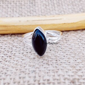 Handmade Black Onyx Ring: 925 Sterling Silver Boho Promise Ring