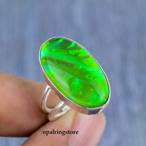 Australian Triplet Opal Ring: Handmade 925 Sterling Silver, October Birthstone