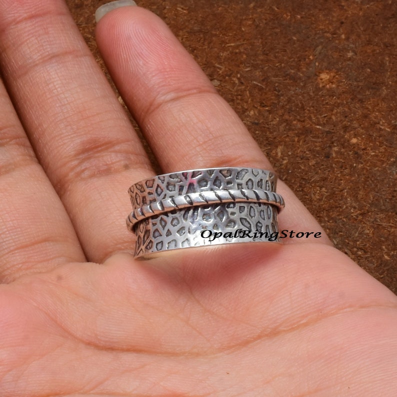 Wedding Ring Worry Ring Spinner Ring Wide Ring,Fidget Ring,Etsy Ring Women Ring 925 Sterling Silver Ring Gift For Mother