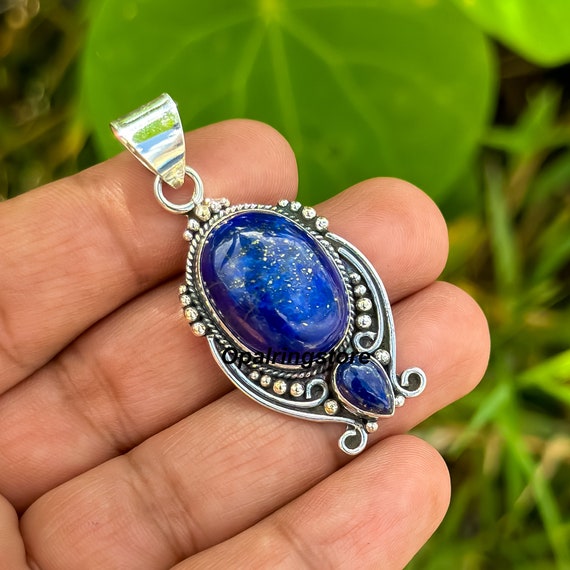 Handmade Lapis Lazuli 925 Sterling Silver Pendant Necklace - Etsy