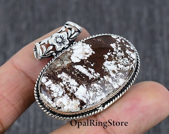 Natural Wild Horse Jasper Pendant 925 Sterling Silver Pendant Gemstone Pendant Necklace Handmade Wild Horse Jewelry Gift for Her