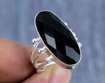 Black Onyx Ring: 925 Sterling Silver Boho Gemstone Jewelry