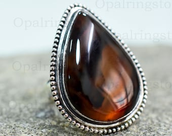 Anello in agata fasciata: anello fatto a mano in argento sterling 925 con pietre preziose