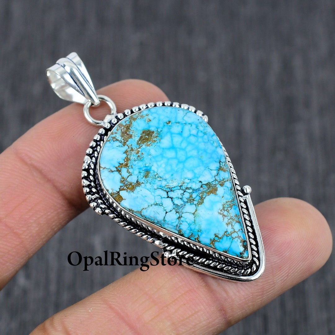 925 Sterline Argento Ciondolo per Donna Naturale Tibetano Turchese Pietra Preziosa Ciondolo Moda Progettista Etnico Fatti a Mano Stilista Ciondolo Gioielli 925 Sterline Argento Ciondolo per Donna Naturale Tibetano Turchese Pietra Preziosa Ciondolo Moda Progettista Etnico Fatti a Mano Stilista Ciondolo Gioielli