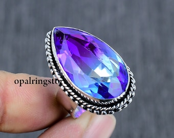 Multi Tourmaline Ring: Handmade 925 Sterling Silver Crystal Jewelry