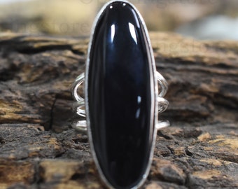 Handmade Black Onyx 925 Sterling Silver Band Ring