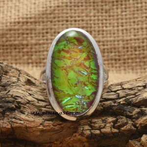 Australian Triplet Opal Ring: Bohemian 925 Sterling Silver Band