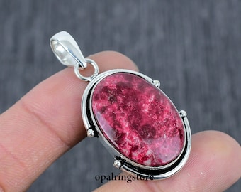 Top Quality Thulite Pendant, 925 Sterling Silver, Gemstone Thulite Pendant, Handmade Pendant, Women Gifts, Gift for Mum
