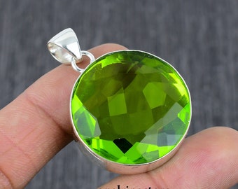 Sterling Silver Peridot Pendant: August Birthstone Gemstone