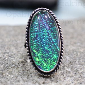 Handmade Australian Triplet Opal Ring: 925 Sterling Silver Band