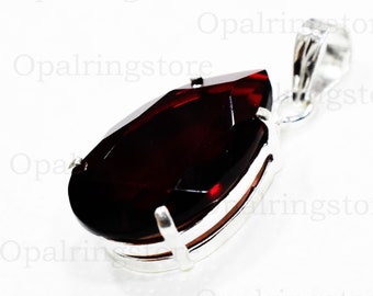 Handmade Red Garnet 925 Sterling Silver Dainty Pendant