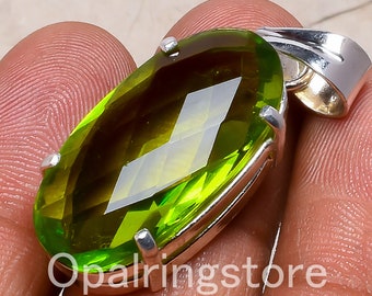 Handmade Peridot Pendant: 925 Sterling Silver Women's Jewelry