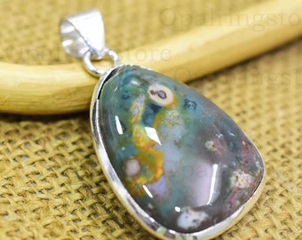 Ocean Jasper Pendant , 925 Sterling Silver Pendant, Gemstone Pendant, Dainty Pendant, Handmade Pendant,Christmas gift pendant