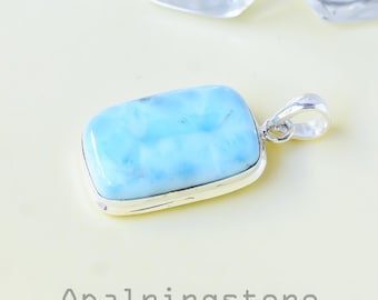 Larimar Pendant 925 Sterling Silver Pendant Necklace Larimar Gemstone Pendant Jewelry Handmade Pendant Larimar Jewelry Valentine&#39;s Day Gift
