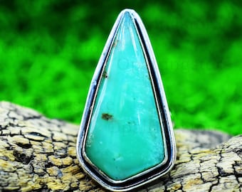 Kite Chrysoprase Ring: Handmade 925 Sterling Silver Gemstone Band