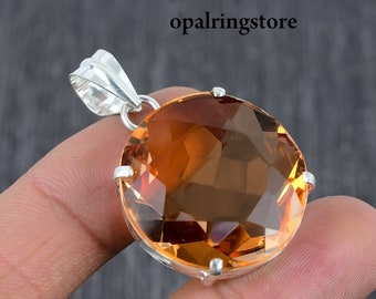 Handcrafted Citrine Pendant: 925 Sterling Silver November Birthstone Necklace