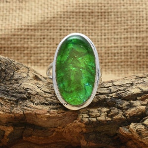Australian Triplet Opal Sterling Silver Ring - Statement Wedding Ring