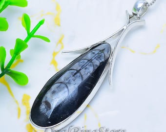 Natural Orthoceras Fossil Pendant, 925 Sterling Silver Pendant, Pendant, Fossil Handmade Pendant Latest Pendent Cyber 2023