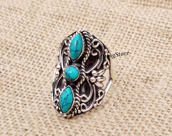 Anello Fatto A Mano Con Pietra Preziosa Turchese - Gioielli - Foto 3