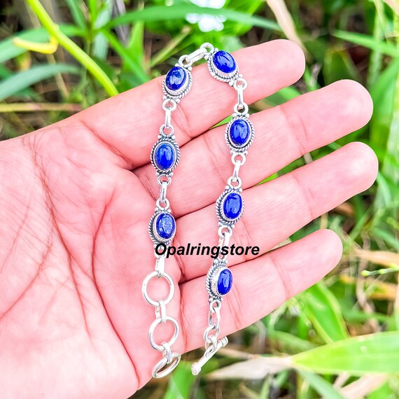 Bracelet en argent et pierre de Lapis - meks jewels