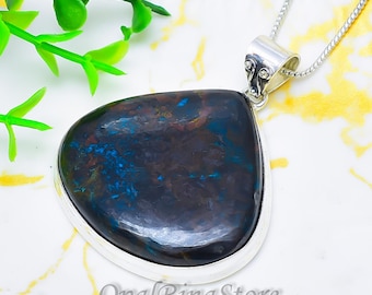 Handmade Shattuckite Gemstone Pendant, 925 Sterling Silver, Boho Statement Jewelry