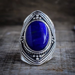 Minimalist Blue Lapis lazuli Open Ring