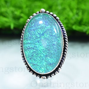 Handmade Australian Triplet Opal Ring: 925 Sterling Silver Band