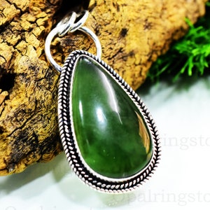Genuine Serpentine Necklace - Authentic Serpentine Necklace Pendant In 925 Sterling Silver Gemstone Pendent Women Jewelry****