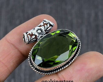 Sterling Silver Peridot Pendant, August Birthstone, Women's Jewelry