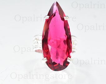 Pink Tourmaline Ring: Handmade 925 Sterling Silver Gemstone Ring
