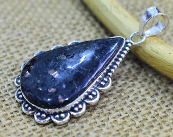 Nuummite Sterling Silver Pendant: 925 Gemstone Jewelry