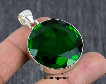 Chrome Diopside Gemstone Silver Pendant 925 Sterling Silver Handmade Jewelry Pendant Silver Chrome Diopside Gemstone Pendant Gift for Her