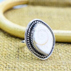 Handmade Shiva Shell Ring: 925 Sterling Silver Gemstone Ring
