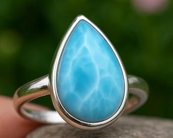 Larimar Ring: Handmade Sterling Silver Boho Jewelry